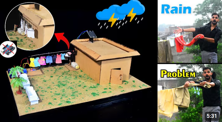 Automatic Rain Detection Smart Roof For Cloth Protection/Rain sensor DIY project/Rain Sensor Project