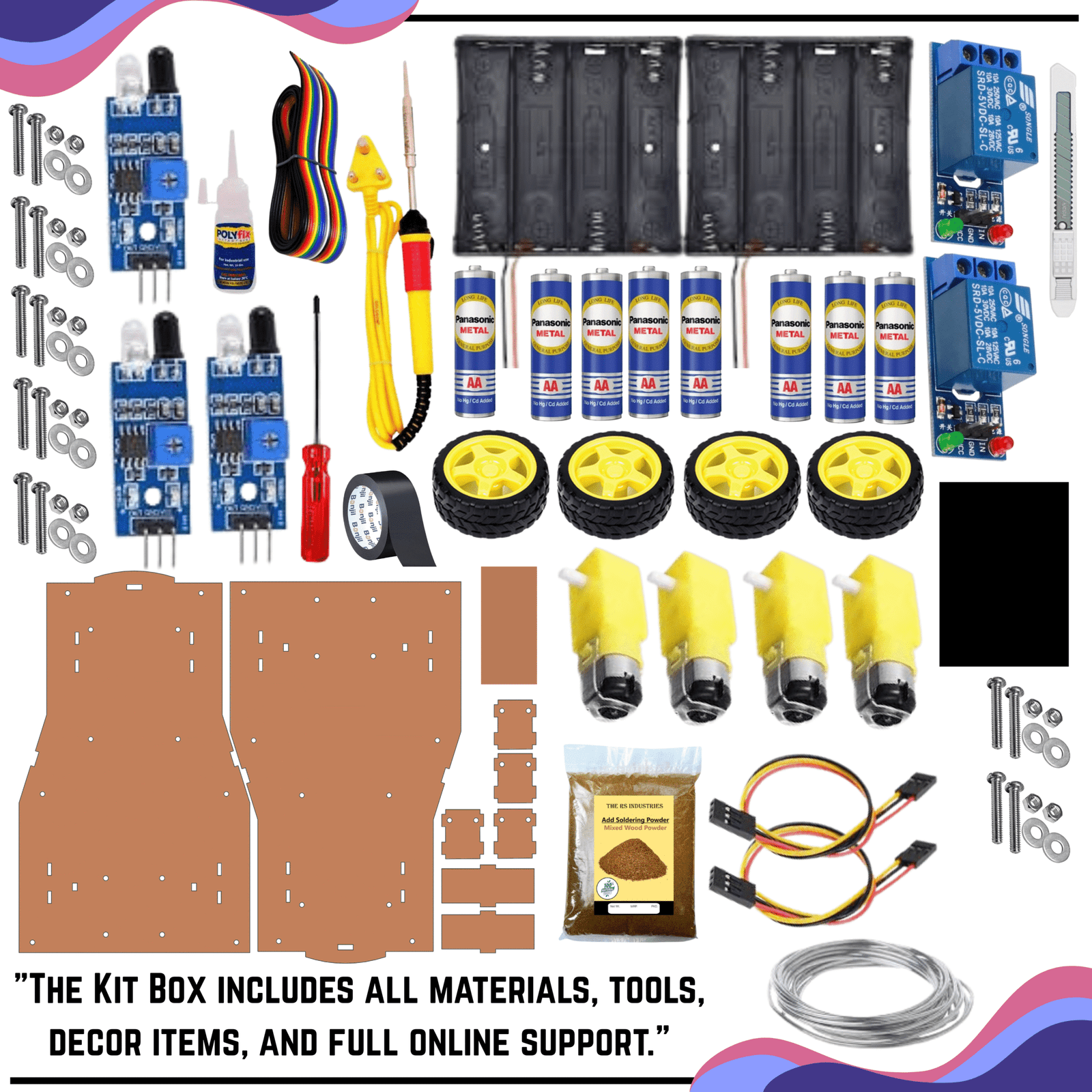 2-in-1 Robotics Kit | Line Following & Edge Avoiding Robot DIY Kit | 4WD Smart Car STEM Learning Kit with Online Guide