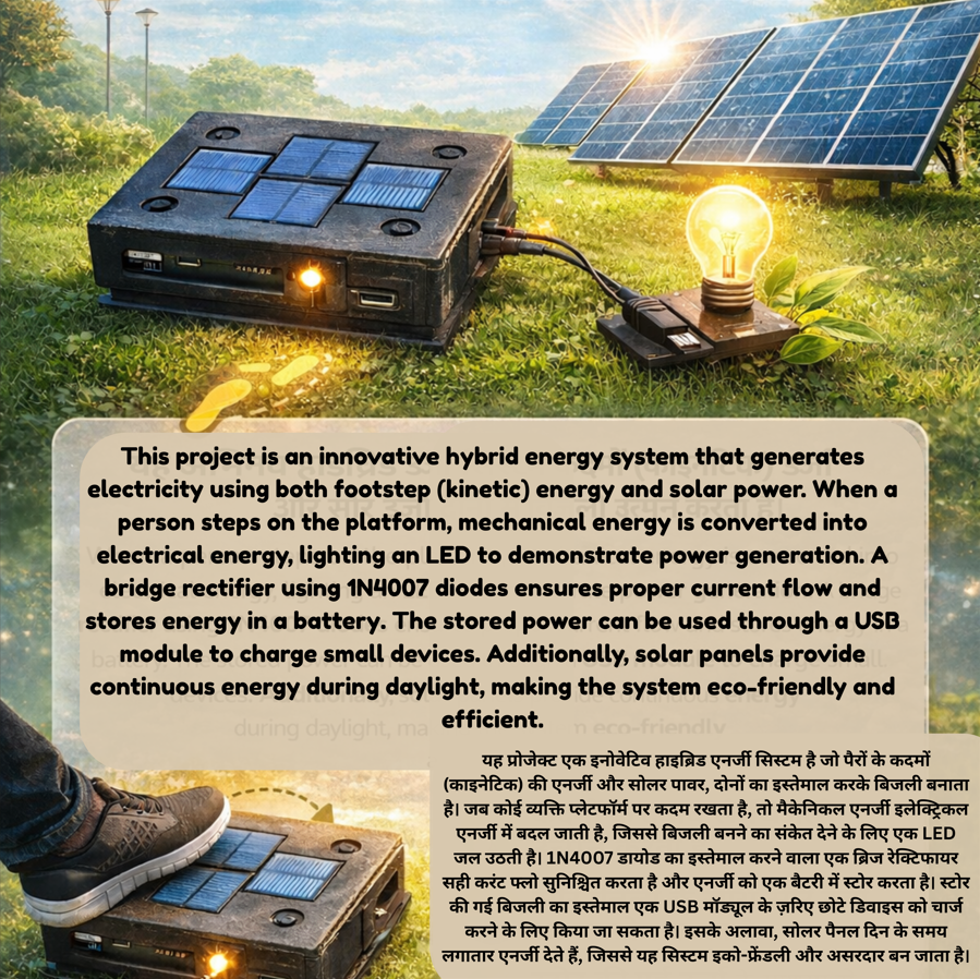 Footstep + Solar Power Generator | Hybrid Renewable Energy Working Model