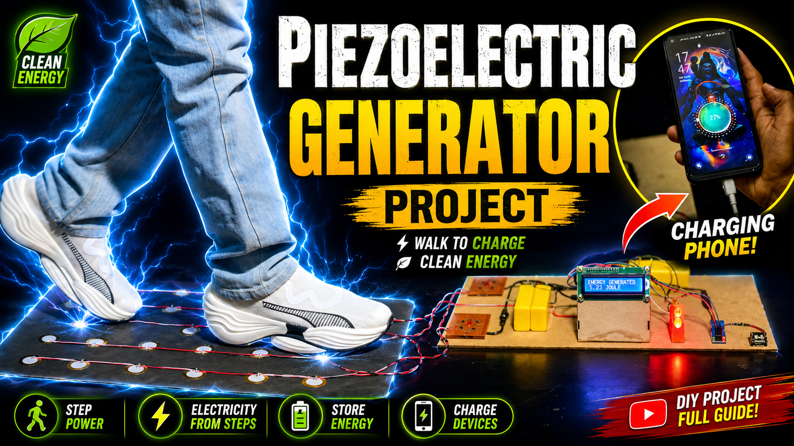 Arduino Based Footstep Power Generation Project Using Piezoelectric Sensors