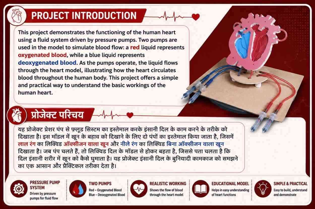 Manually DIY Human Heart Working Model Using Syringe | Biology Science Project Kit for School Exhibition