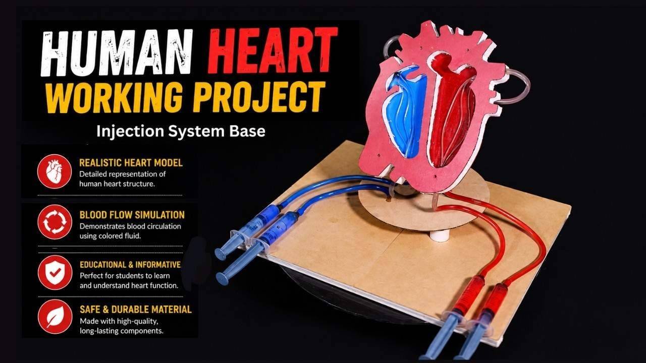 Manually DIY Human Heart Working Model Using Syringe | Biology Science Project Kit for School Exhibition