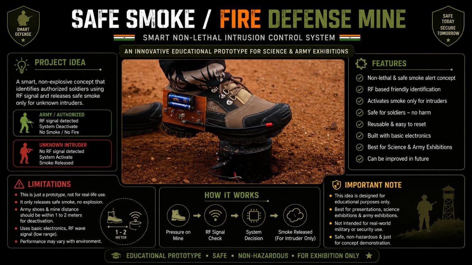 SAFE SMOKE / Fire DEFENSE MINE – Smart Non-Lethal Intrusion Control System | Army Project