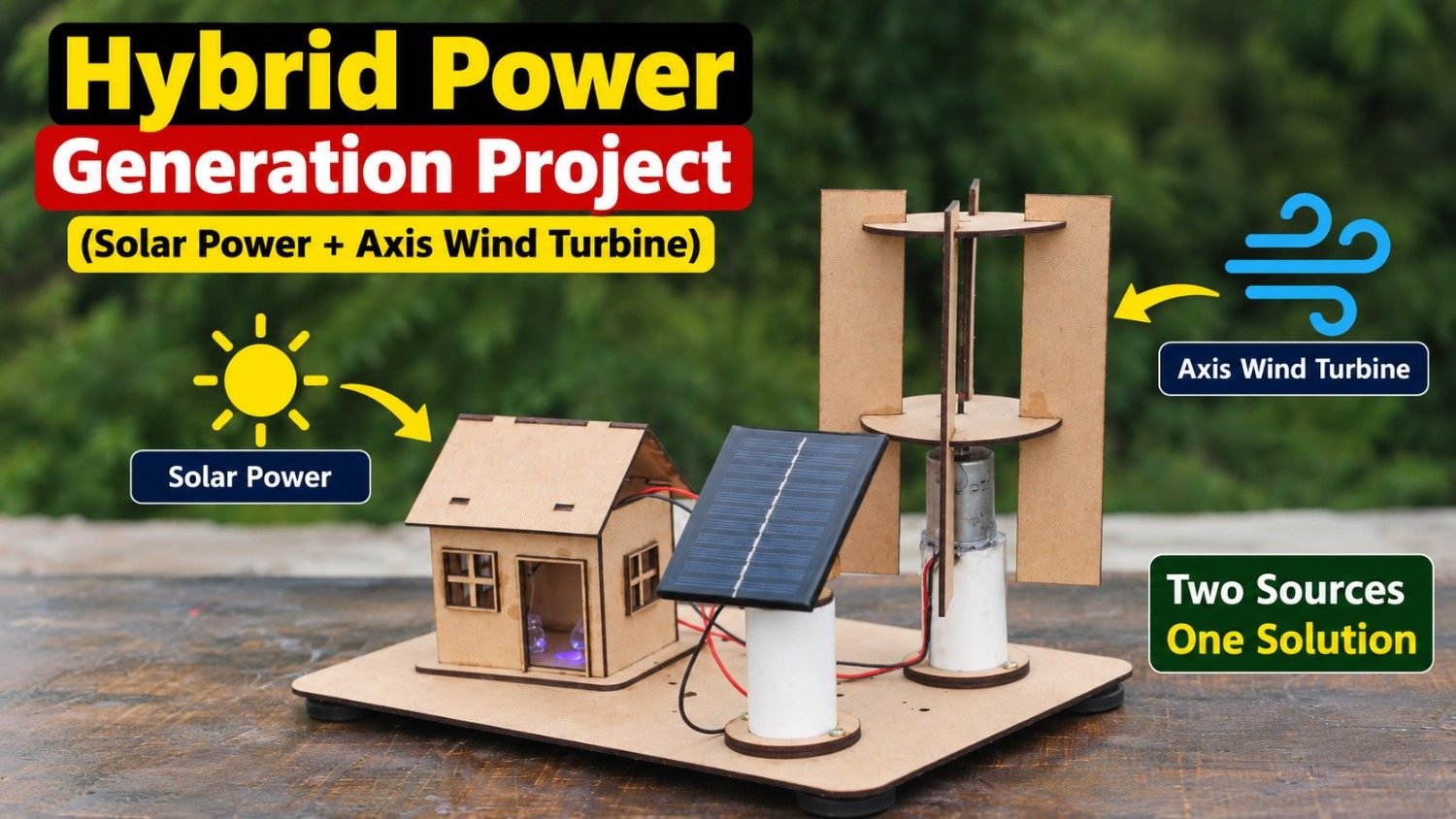 DIY Hybrid Power Generator Project – Solar & Wind Energy Electricity Generation Model