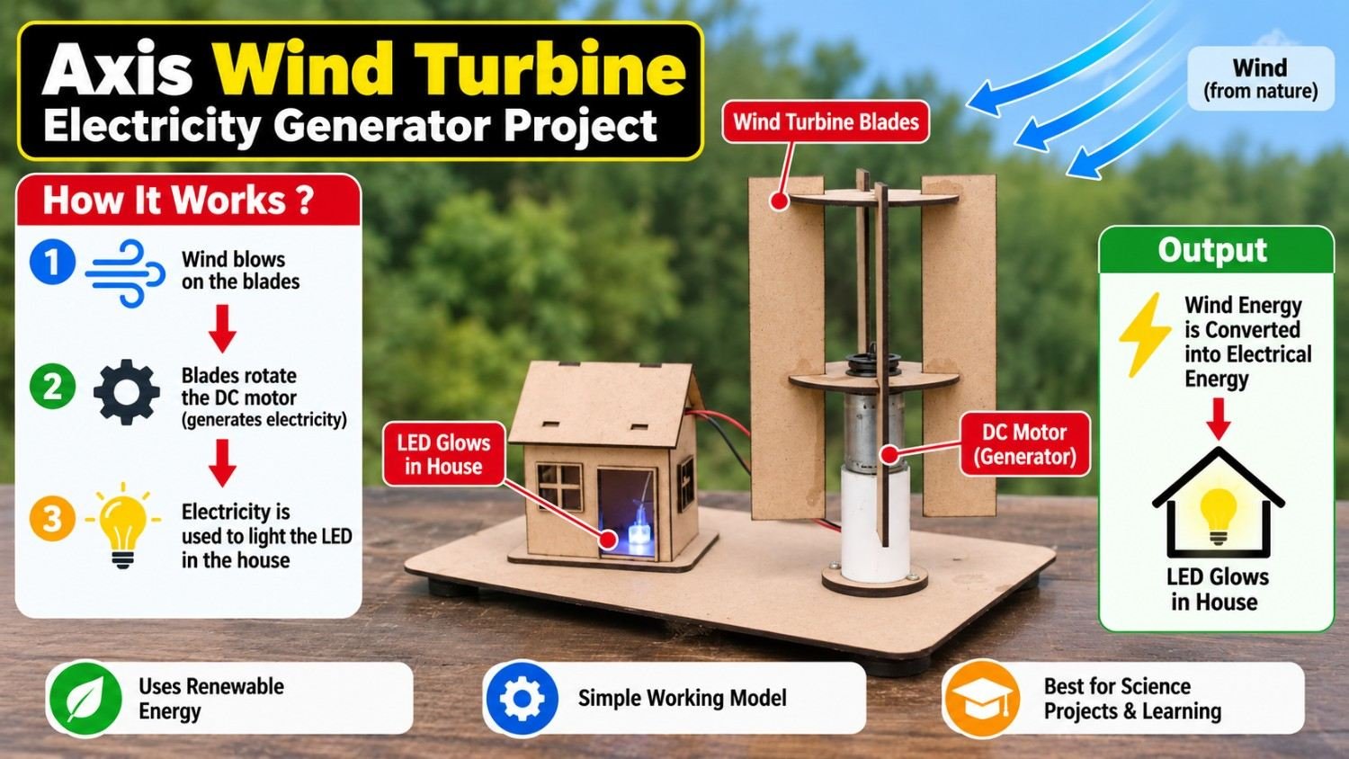 X Wind Turbine – Wind Energy Electricity Generation DIY Science Project
