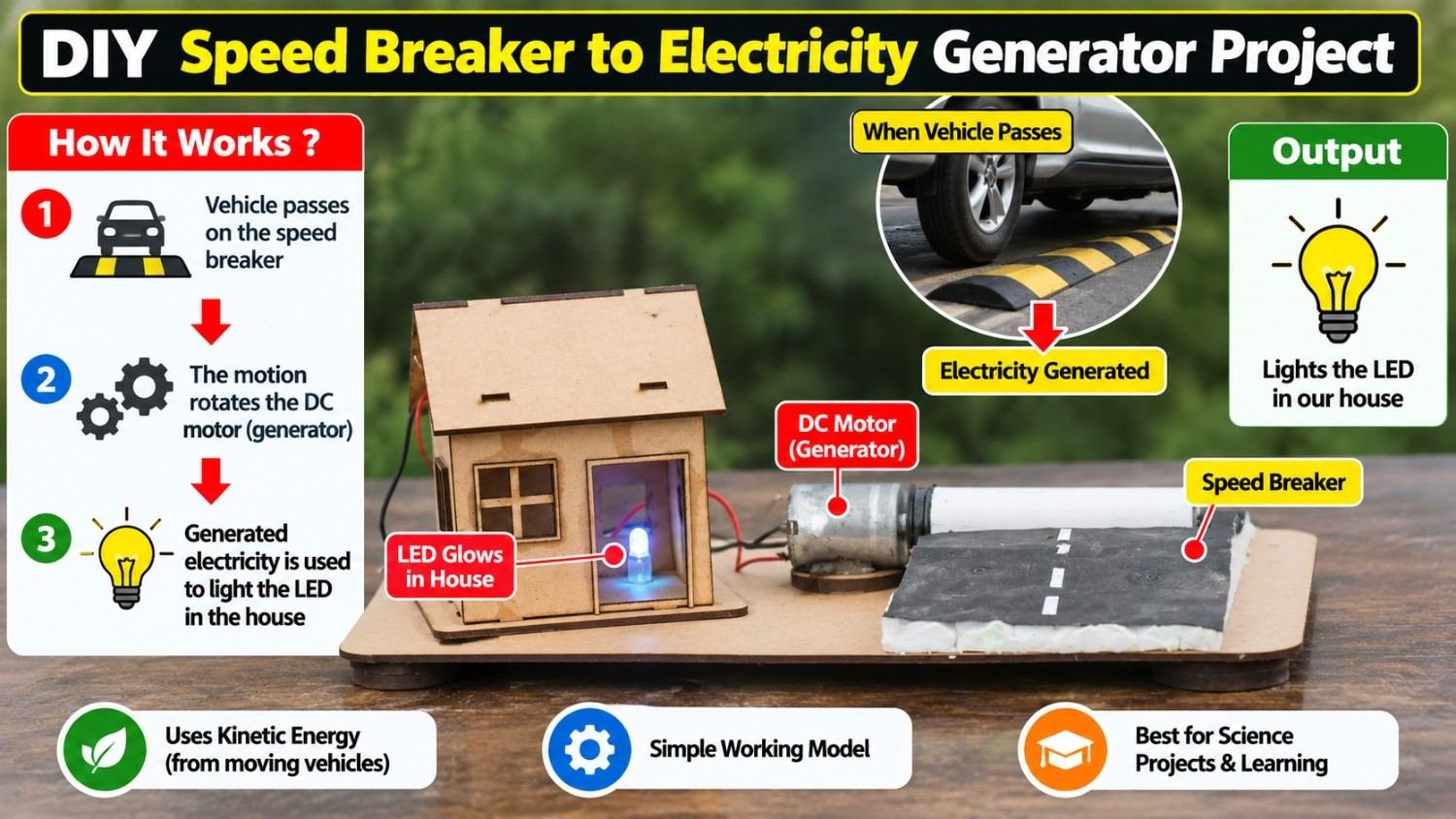 Speed Breaker Electricity Generator – Mechanical Energy to Electrical Energy DIY Project