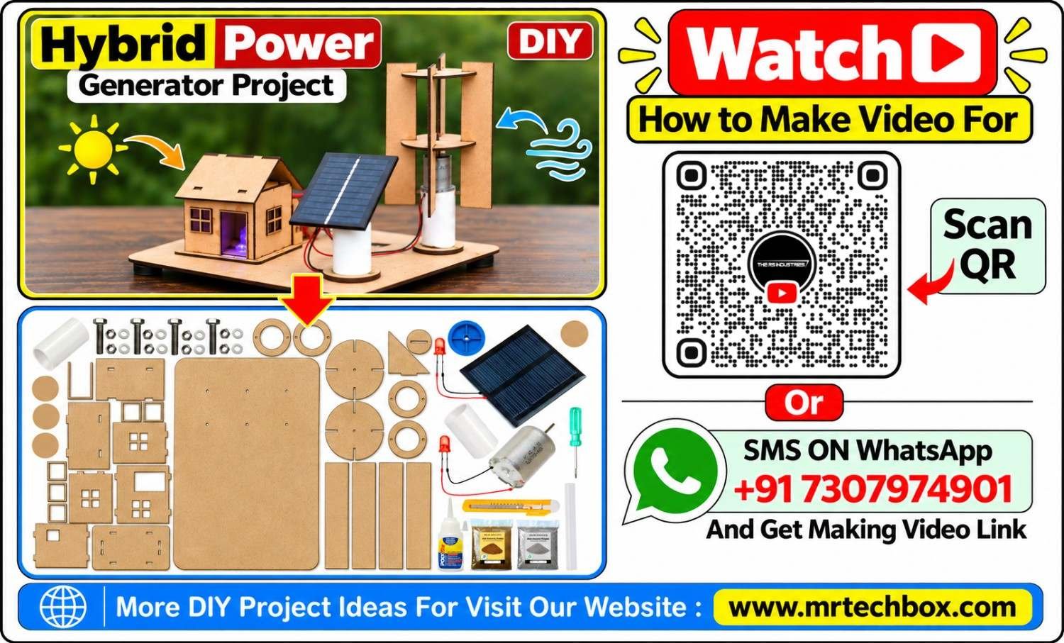 DIY Hybrid Power Generator Project – Solar & Wind Energy Electricity Generation Model