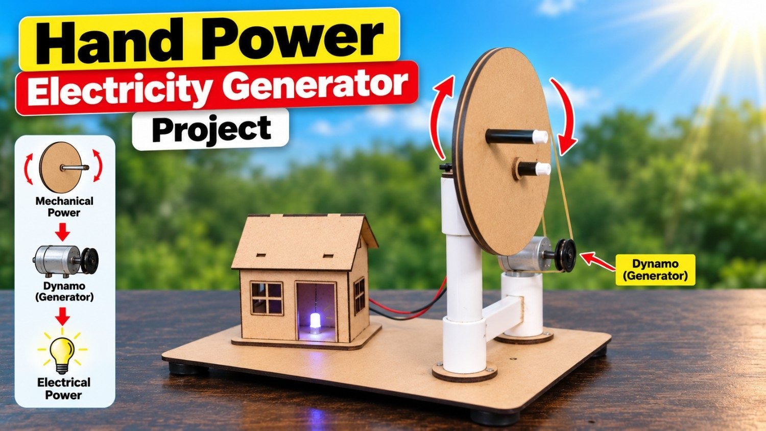 Hand Power Electricity Generator – Mechanical to Electrical Energy DIY Science Project